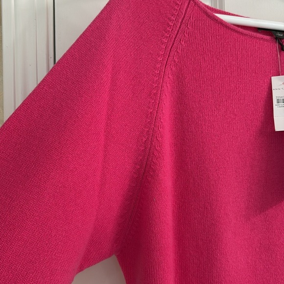 Ann Taylor Hot Pink Cashmere Sweater with Wide Neck and Raglan Long Sleeves. NWT - Picture 6 of 10